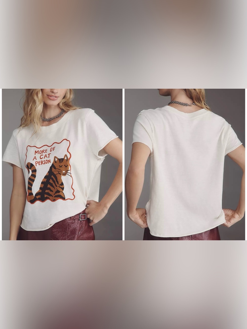 NWOT Anthropologie Maeve x Tulastra Studio Boxy T-Shirt - cat person - Large, LP